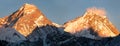 Panoramic view of Everest and Lhotse from Gokyo valley Royalty Free Stock Photo