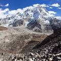 Panoramic view of Everest and Nuptse Royalty Free Stock Photo