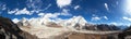 Panoramic view of Everest, Pumori, Kala Patthar and Nuptse with beautiful clouds on sky, Khumbu valley and glacier, Sagarmatha