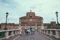 Panoramic view of exterior of Castel Sant'Angelo (Mausoleum of Hadrian)