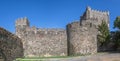 Panoramic view at the exterior front facade tower at Castle of BraganÃ§a, a medieval castle and iconic monument on BraganÃ§a Royalty Free Stock Photo