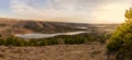 Panoramic view of Eymir Lake in the sunset, Ankara, Turkey Royalty Free Stock Photo