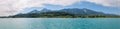 Panoramic view of Faaker See with Karawanks Alps, Austria Royalty Free Stock Photo