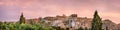 Panoramic view of the Facade of the Ancient Temple of Athina at the Acropolis in Athens, Greece Royalty Free Stock Photo