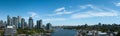 Panoramic view of false creek in Vancouver downtown, Cityscape with blue sky