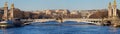 The panoramic view of famous Alexandre III bridge in Paris, France Royalty Free Stock Photo