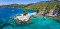 Panoramic view of the famous Amarantos Cape, Skopelos island