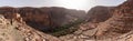 Panoramic view of famous Amtoudi gorge and the Aguellouy agadir, an old granary, in the Anti-Atlas mountains Royalty Free Stock Photo