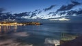 Panoramic view of famous Australian Bondi Beach at night