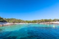 Panoramic view of the famous beach Cala Turqueta.  Menorca, Balearic islands, Spain Royalty Free Stock Photo