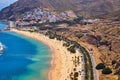Panoramic view of famous beach Playa de las Teresitas near Santa Cruz de Tenerife from Mirador,Tenerife, Canary Islands, Spain Royalty Free Stock Photo