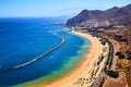 Panoramic view of famous beach Playa de las Teresitas near Santa Cruz de Tenerife from Mirador,Tenerife, Canary Islands, Spain Royalty Free Stock Photo