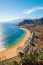 Panoramic view of famous beach Playa de las Teresitas near Santa Cruz de Tenerife from Mirador,Tenerife, Canary Islands Royalty Free Stock Photo