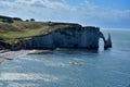 Beach and famous rock in Etretat