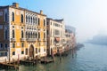 Panoramic view of famous Grand Canal in the winter in Venice, Italy Royalty Free Stock Photo