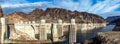 Panoramic view of the famous Hoover Dam, located on the course of the Colorado River. Royalty Free Stock Photo