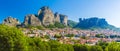 Kalampaka town with Metora cliffs and monastery Royalty Free Stock Photo