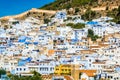 Panoramic view on famous moroccan blue city Chefchaouen, Morocco