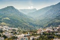 Panoramic view on famous moroccan blue city Chefchaouen, Morocco