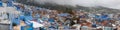 Panoramic view on famous moroccan blue city Chefchaouen, Morocco