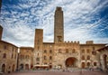 Panoramic view of famous Piazza del Duomo in San Gimignano , Siena, Tuscany, Italy Royalty Free Stock Photo