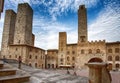 Panoramic view of famous Piazza del Duomo in San Gimignano , Siena, Tuscany, Italy Royalty Free Stock Photo