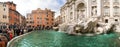 Panoramic view on famous Trevi Fountain in Rome.