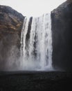 Panoramic view of famous wide Skogafoss cliff waterfall Skoga river near Skogar South Iceland Europe Royalty Free Stock Photo