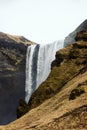 Panoramic view of famous wide Skogafoss cliff waterfall Skoga river near Skogar South Iceland Europe Royalty Free Stock Photo