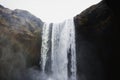 Panoramic view of famous wide Skogafoss cliff waterfall Skoga river near Skogar South Iceland Europe Royalty Free Stock Photo