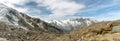 Panoramic view on Fee glacier located above the Saas-Fee village in Switzerland