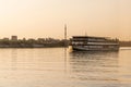 Panoramic view of fertile banks of Nile and everyday life during river cruise River near Luxor Egypt direction assuan