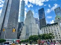 Panoramic view from Fifth Avenue with Manhattan\'s giant buildings.