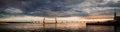 Panoramic view of Finland Gulf and the highway during sunset Royalty Free Stock Photo
