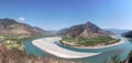 Panoramic view of the first bend of the Yangtze River near ShiGu village not far from Lijiang, Yunnan - China