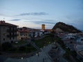 Panoramic view of fishing village harbour coastal town Getaria Guetaria on Urola Coast Gipuzkoa Basque Country Spain Royalty Free Stock Photo