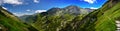 Panoramic view of five lake valley in Tatra mountain Royalty Free Stock Photo