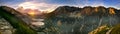 Panoramic view of the five lakes valley in tatra mountain Royalty Free Stock Photo