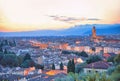 Panoramic view of Florence, Italy. Architecture and landmark of Florence. Panoramic view of famous Ponte Vecchio with river Arno Royalty Free Stock Photo