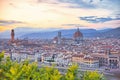 Panoramic view of Florence, Italy. Panoramic view of famous Ponte Vecchio with river Arno at sunset in Florence, Tuscany, Italy. Royalty Free Stock Photo