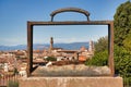 Panoramic view of Florence, Italy. Panorama of the Italian city Florence with the golden bridge and the Duomo cathedral. Big Royalty Free Stock Photo