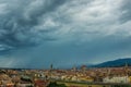 Panoramic view of Florence Italy before storm