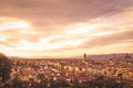 Panoramic view of Florence and its famous landmarks Palazzo Vecchio, Florence Cathedral, Ponte Vecchio Royalty Free Stock Photo