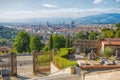 Panoramic view of Florence from San Miniato al Monte Church, Tuscany, Italy. Royalty Free Stock Photo
