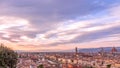 Panoramic view of Florence skyline at Sunset with all famous landmarks. Royalty Free Stock Photo