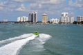 Panoramic View of the Florida Intra-coastal waterway and luxury condo buildings along the shore Royalty Free Stock Photo