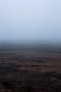 Panoramic view of a foggy swamp field in autumn Royalty Free Stock Photo