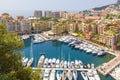 Panoramic View Of Fontvieille And Harbor With Boats, Luxury Yachts In Principality Of Monaco, Southern France