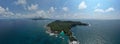 Panoramic view form Ilheu das rolas (islet of turtledoves) at Sao Tome e Principe