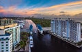 Panoramic View of Fort Lauderdale Florida and the Intracoastal Waterway Royalty Free Stock Photo